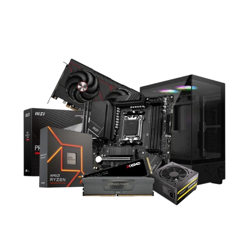 AMD Ryzen 7 7700 PRO B650M-P 16GB RAM 1TB SSD Gaming Desktop PC With Sapphire Pulse AMD Radeon RX 9060 XT GAMING OC 16GB
