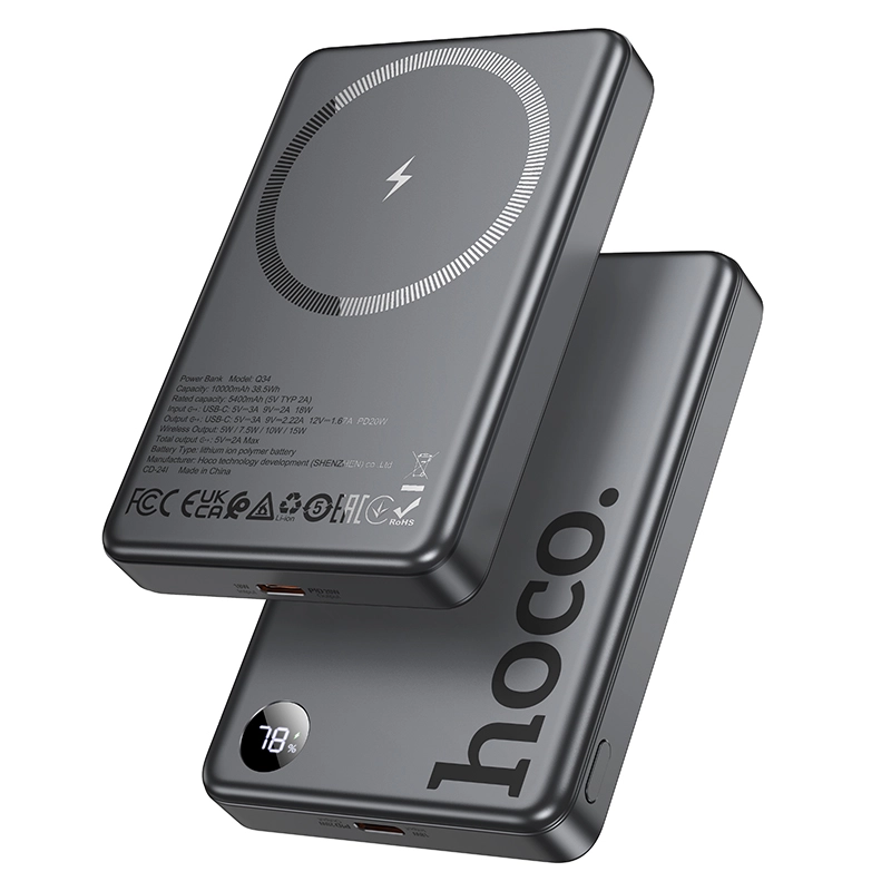 Hoco Q34 Clever 10000mAh Magnetic Wireless Power Bank – MagSafe 7.5W, PD20W & LED Display
