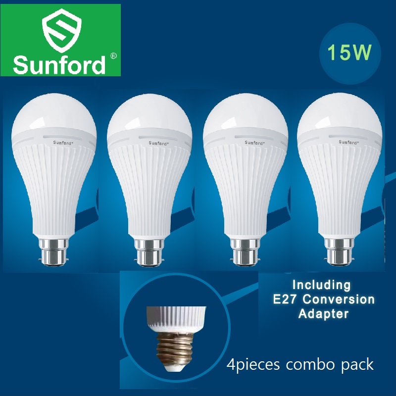 Rechargeable AC DC Light LED Bulb SF-4827-15W AC/DC - 4 Pieces ( White )