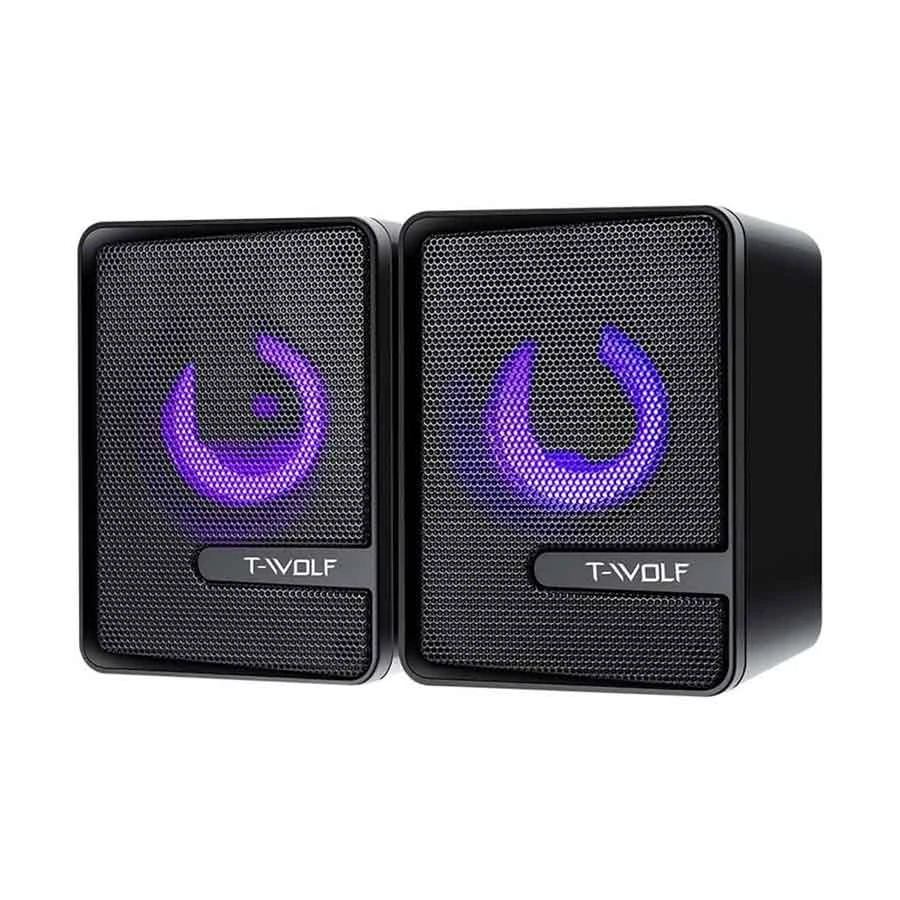 T-WOLF S1 RGB 2:0 Wired Black Gaming Speaker