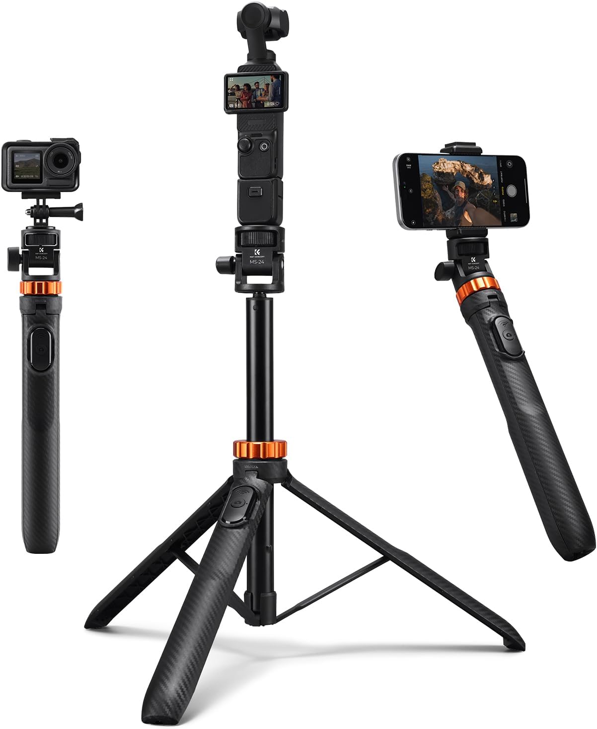 K&F Concept KF09.127V1 MS-08 Portable Tripod Selfie Stick with Wireless Remote