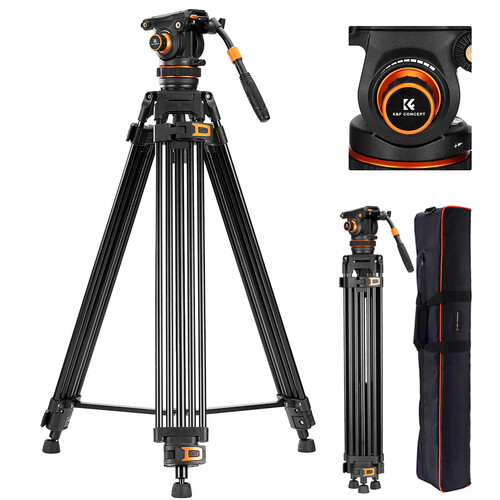 K&F Concept VA3 Heavy-Duty Aluminum Tripod with BV20 Fluid Head – Professional Camera Support KF09.148V1